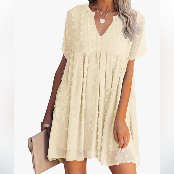 Chiffon Swiss Dot Flowy Mini Dress - Picture 7 of 7